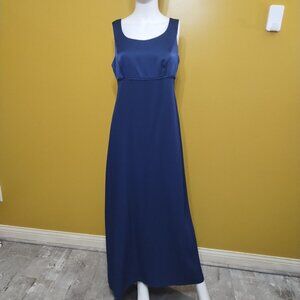 VTG 80s Donna Ricco NY Sleeveless Navy Blue Long Gown Sz 8 Classic Elegant Prom